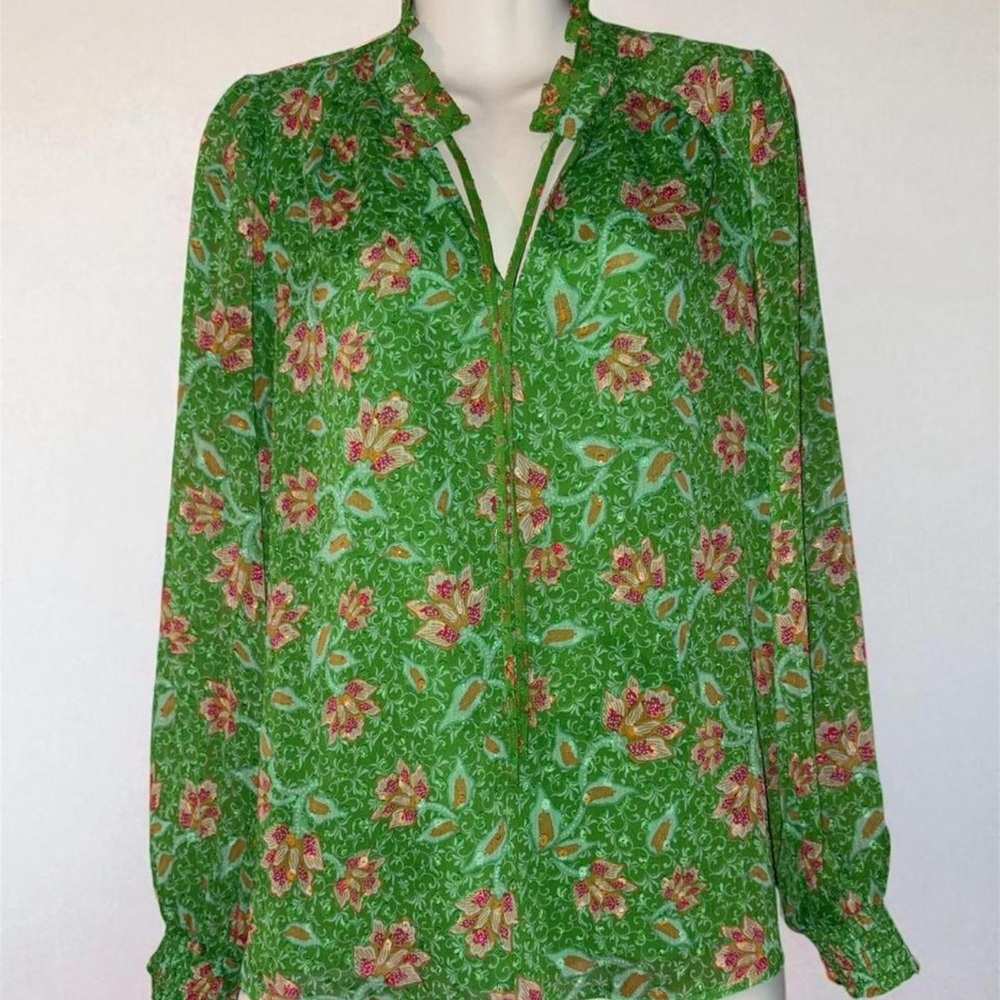 Joie Green Floral Blouse